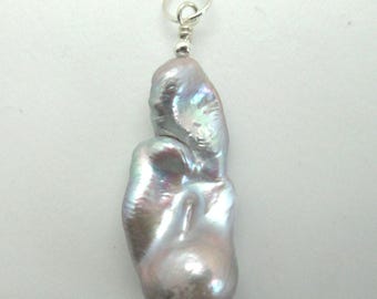 Pearl Natural Baroque and Sterling Pendant