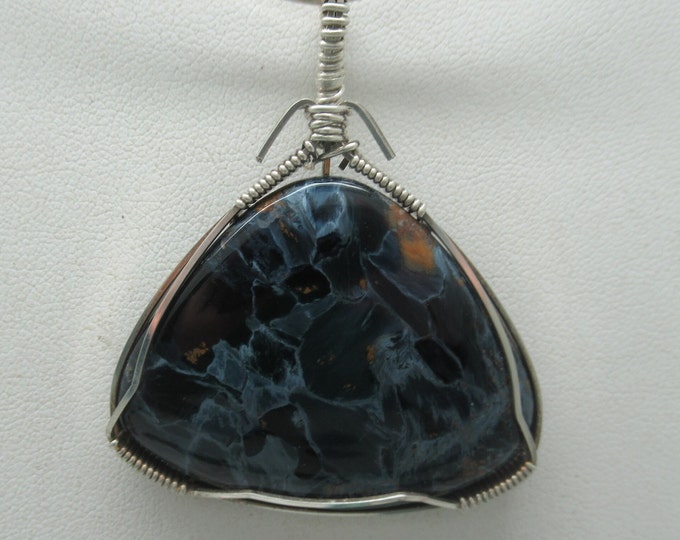 Natural Pietersite and Sterling Pendant