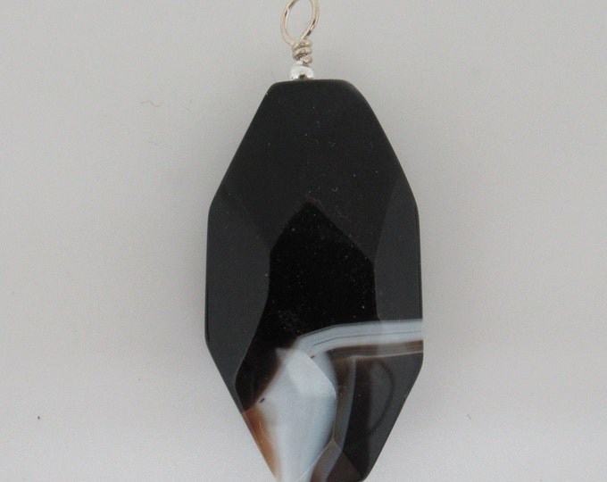 Sardonyx and Sterling Pendent  (striped onxy)