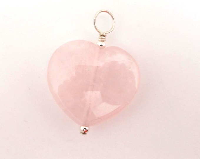 Rose Quartz Heart Pendant on sterling silver