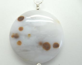 Polka Dot Agate and Sterling Pendant