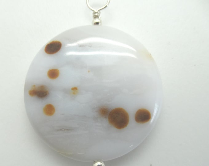 Polka Dot Agate and Sterling Pendant