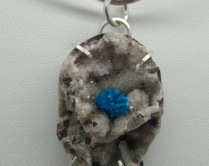 Natural Cavansite and Sterling Pendant
