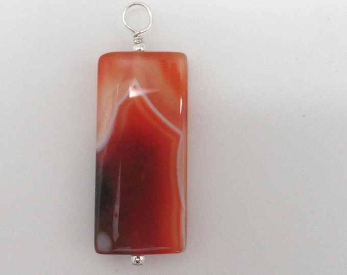Red Agate and Sterling Pendant