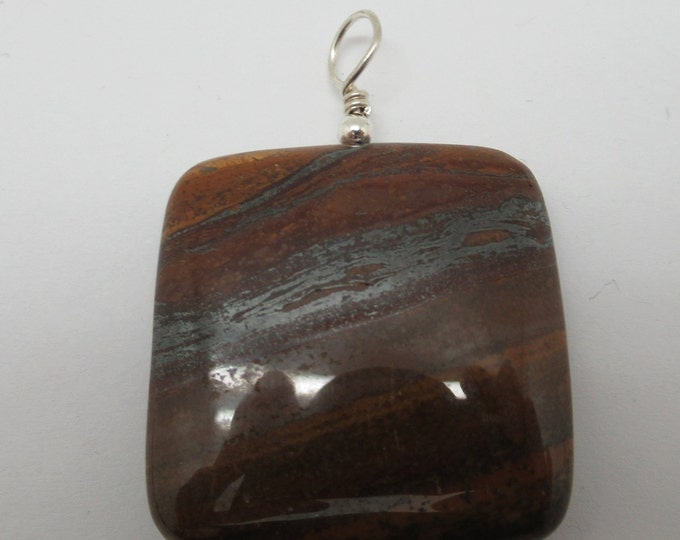 Tiger Iron and sterling Pendant