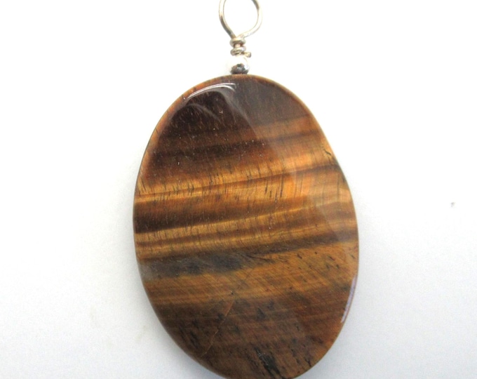 Natural Tiger Eye and Sterling Pendant