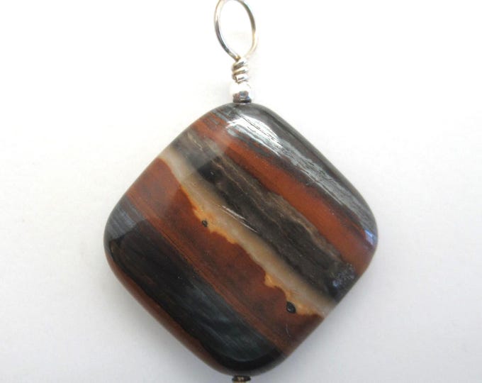 Tiger Iron and Sterling Pendant