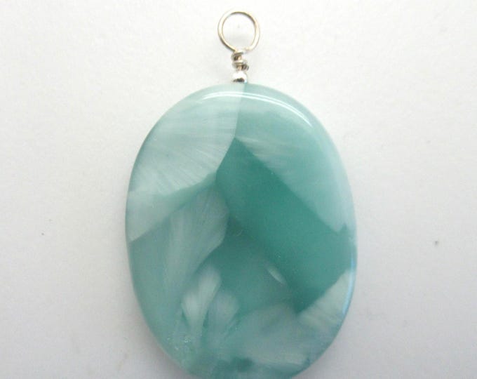 Green Moonstone Pendant with Sterling Findings