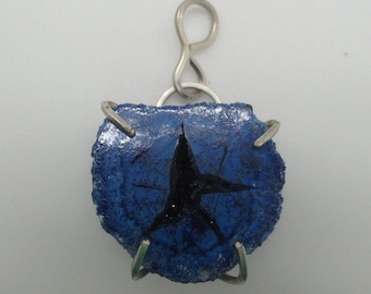 Azurite Blueberry  Natural Stone and Sterling Pendant