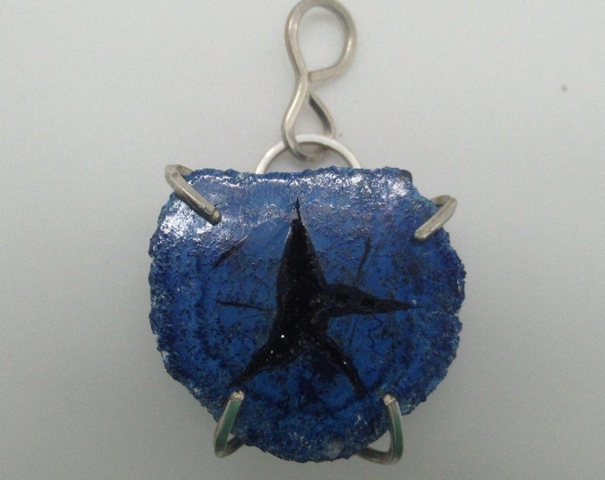 Azurite Blueberry  Natural Stone and Sterling Pendant