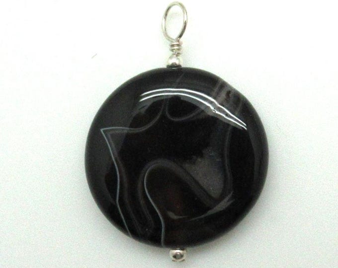 Sardonyx and Sterling Pendent  (striped onxy)