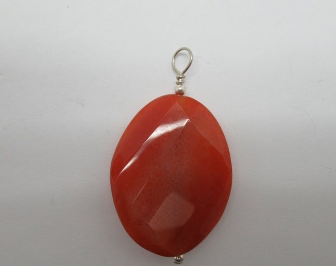 Faceted Carnelian and Sterling Pendant