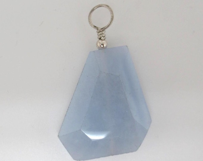 Natural Blue Lace Agate and Sterling Pendant