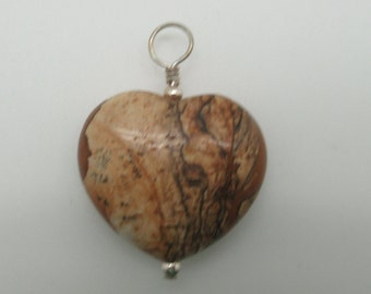 Picture Jasper Heart and Sterling Pendant