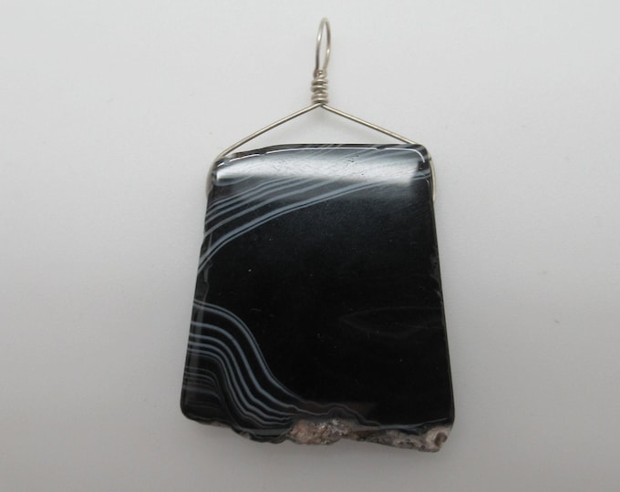 Sardonyx and Sterling Pendent  (striped onxy)