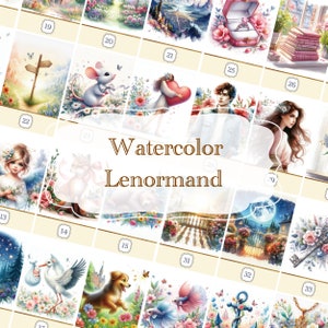Watercolor Lenormand//Lenormand card, Lenormand card deck, Oracle deck, Oracle, Tarot card, Tarot deck