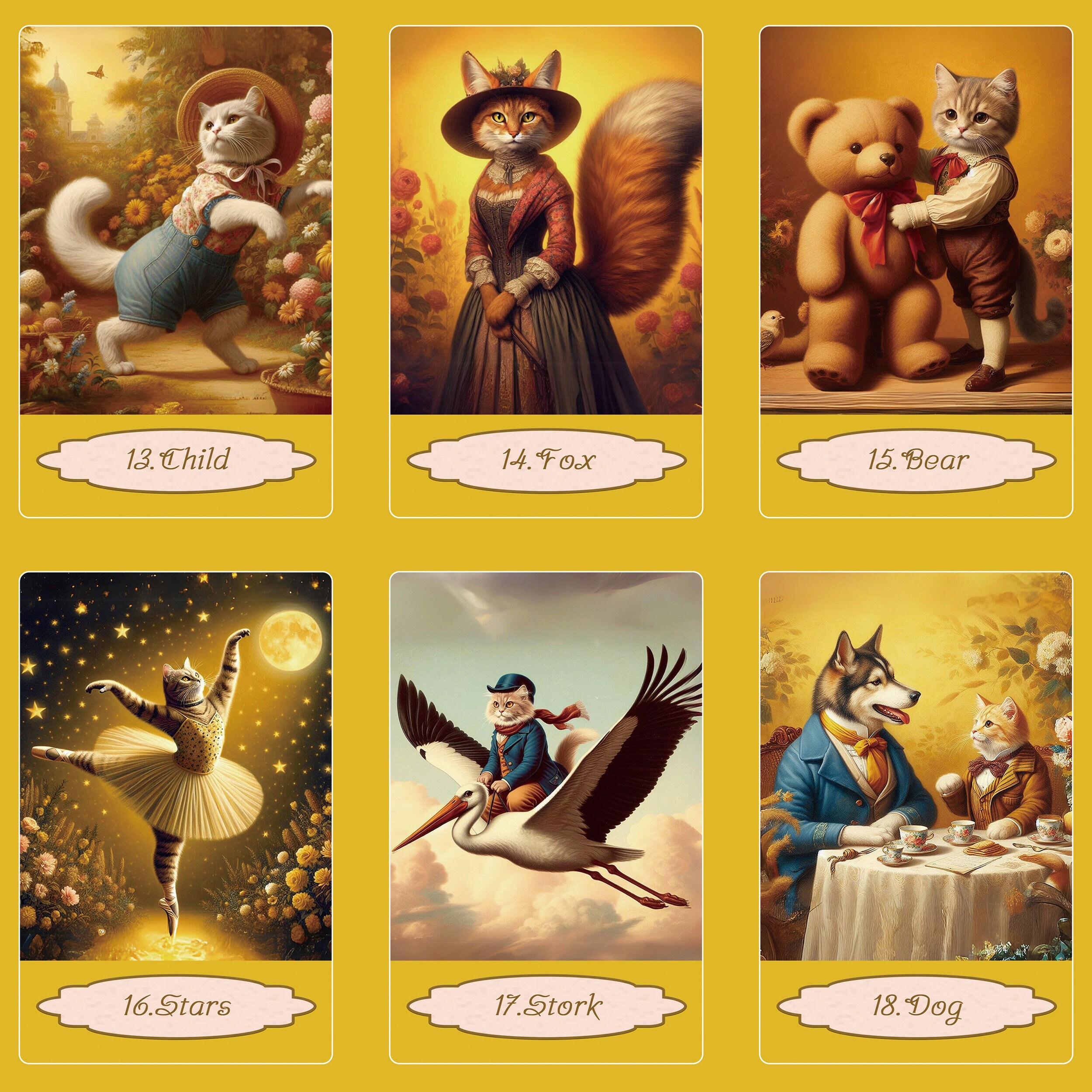 Cats Lenormand//lenormand Card, Lenormand Card Deck, Oracle Deck