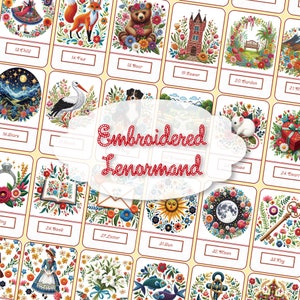 Embroidered Lenormand//Lenormand card, Lenormand card deck, Oracle deck, Oracle, Tarot card, Tarot deck