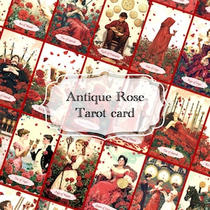 Antique rose tarot card//Tarot card, Tarot deck, Lenormand card, Lenormand card deck, Oracle deck, Oracle, vintage