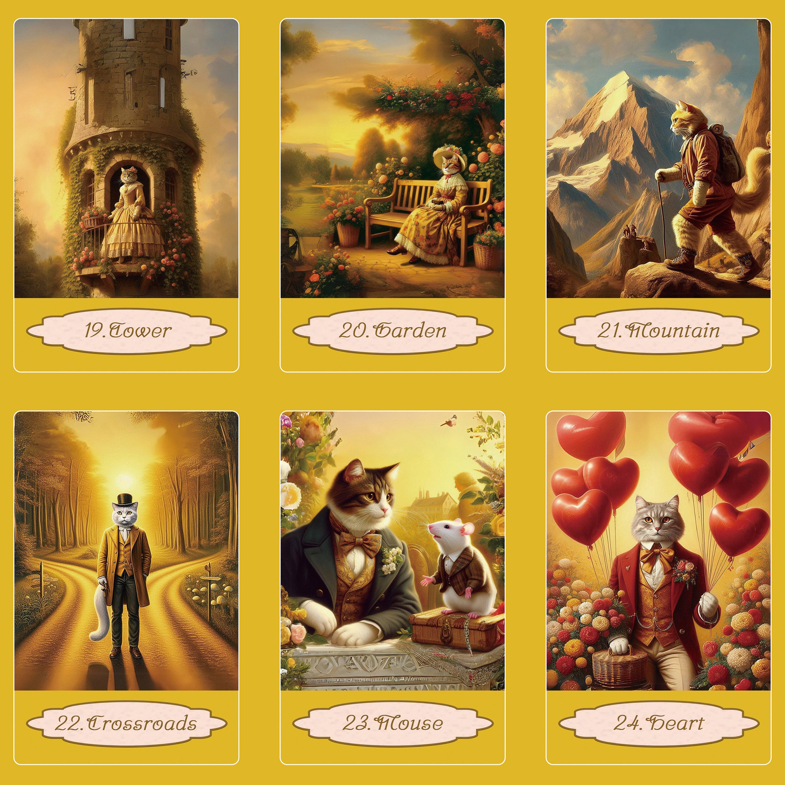 Cats Lenormand//lenormand Card, Lenormand Card Deck, Oracle Deck