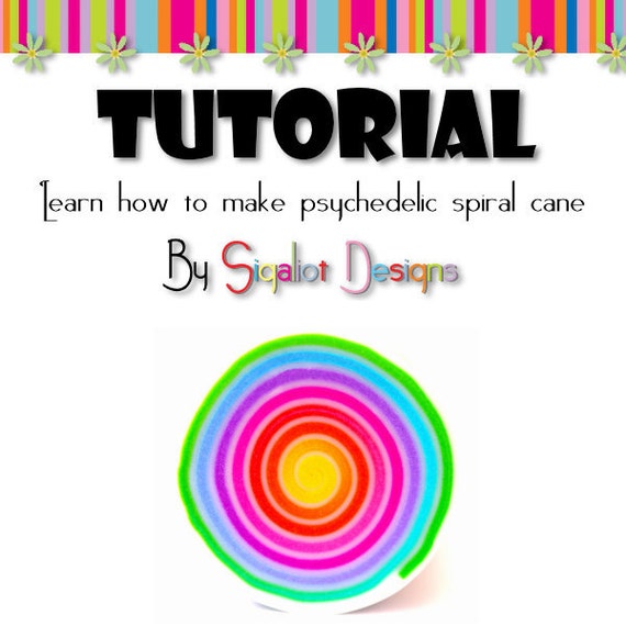 Polymer Clay Tutorial - How to make Psychedelic spiral polymer clay cane - Step by step PDF