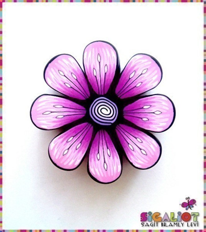 Polymer Clay Tuturial Flower cane Tutorial How to make Hippie flower polymer clay cane Step by step PDF instant download image 3