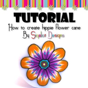 Polymer Clay Tuturial Flower cane Tutorial How to make Hippie flower polymer clay cane Step by step PDF instant download image 1