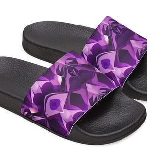 Womens purple slides. Summer sandals. Comfortable womens slides. Flip flops.