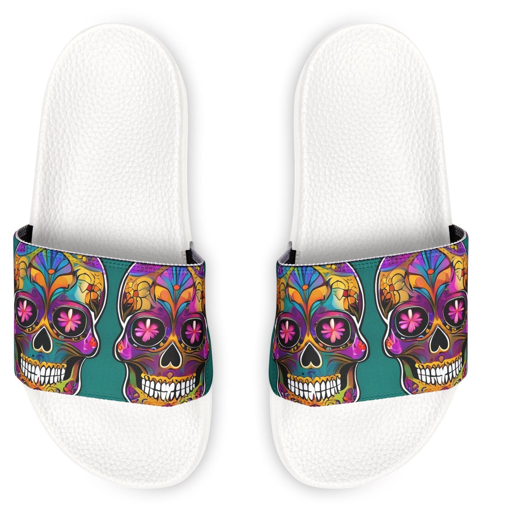 Skull Graphic Molded Slides Light Blue slide-17-seablue-skulls-scaled.jpg main image 2