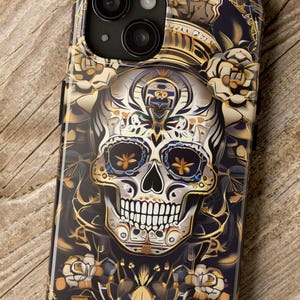 Sugar skull design Tough Phone Cases. Available in iPhone and Samsung models.