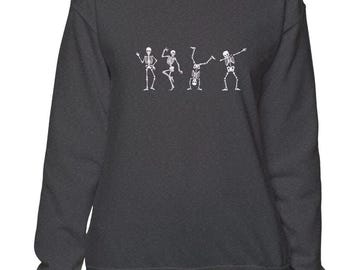 Dancing skeletons sweat shirt. Available in mens and womens sizes and colours. Great fall sweat shirt. Comfortable cotton