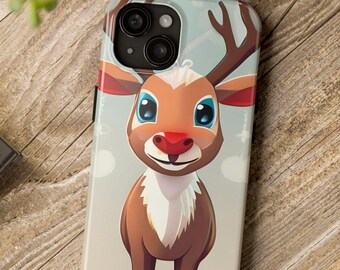 Funda para móvil con reno navideño. Disponibles modelos iPhone y Samsung. Funda navideña para móvil. Apple. iPhone 16.