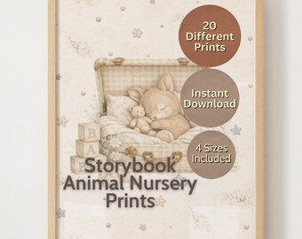 Storybook Heirloom Nursery Prints, Wall Art Vintage, Gender Neutral Nursery Decor, Baby Girl or Boy Room, Printable Download