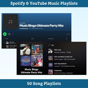 Bingo musical: éxitos de los 80 a los 2020. Juego imprimible para fiestas con lista de reproducción. Diversión para adultos, adolescentes, eventos y reuniones familiares. imagen 7