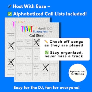 Music Bingo Game, 80s to 2020s Hits, Printable Party Game with Playlist, Fun for Adults, Teens, Events & Family Gatherings, Party Hits Music image 4