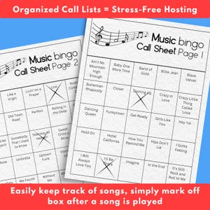 Music Bingo Game, 70s to 2010s Hits, Printable Party Game with Playlists, Fun for Adults, Teens, Events & Family Gatherings image 4