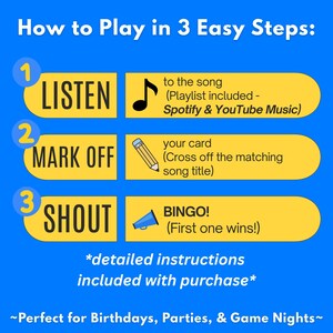 Music Bingo Game, 80s to 2020s Hits, Printable Party Game with Playlist, Fun for Adults, Teens, Events & Family Gatherings, Party Hits Music image 6