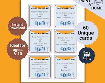 Would You Rather Printable Lunchbox Conversation Cards for Kids