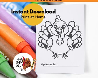 Thanksgiving Activities for Kids Printable | Turkey Coloring Pages & Table Game | Fall Family Coloring Activity | Holiday Craft Fun