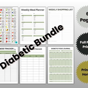 Diabetic Meal Planner Printable, Diabetes Food Guide & Nutrition Cheat Sheet, Instant Download PDF