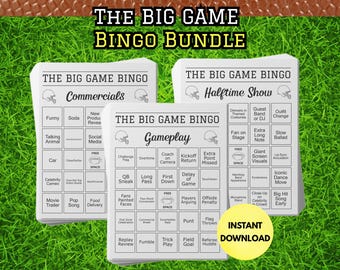 Super Football Bowl Bingo, The Big Football Game Bingo, Printable Party Games Bundle (75 Cards)