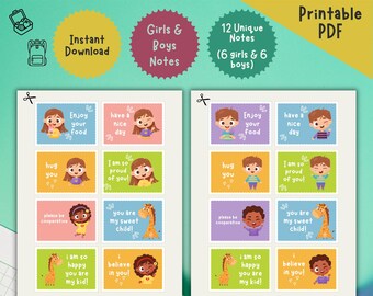 Printable Lunchbox Cards for Kids, Encouragement Bundle, Ages 6-10, Girls & Boys, Back to School, Instant Download PDF, Homeschool, Kid Camp