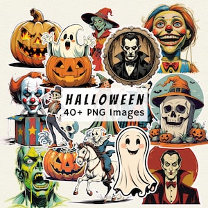 Halloween Aufkleber Clipart, Halloween PNG, wählerische Schnitte, Clipart für Scrapbooks, Journal, digitaler Download, Kürbisse, Dekorationen