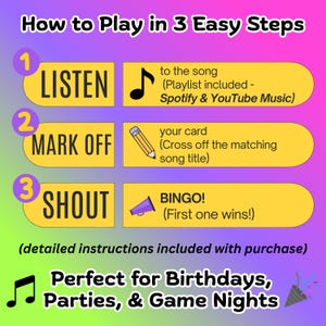 Music Bingo Game, 80s Hits, Printable Party Game with Playlists, Fun for Adults, Teens, Events & Family Gatherings image 8