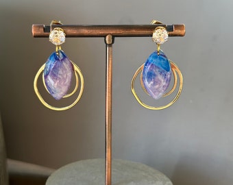 Violet & Blue Charm Dangles/ Drop Earrings/ Handmade