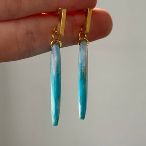 Sky Blue/Gold stone earrings zdjęcie 3