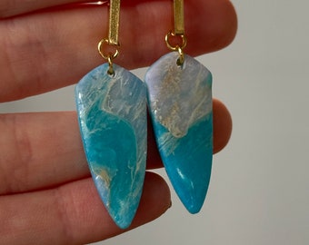 Sky Blue/Gold stone earrings