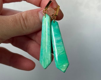 Green Emerald/Drop Earrings/Handmade