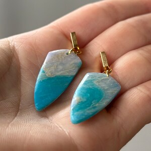 Sky Blue/Gold stone earrings zdjęcie 2