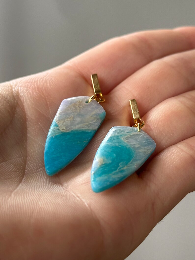 Sky Blue/Gold stone earrings zdjęcie 2